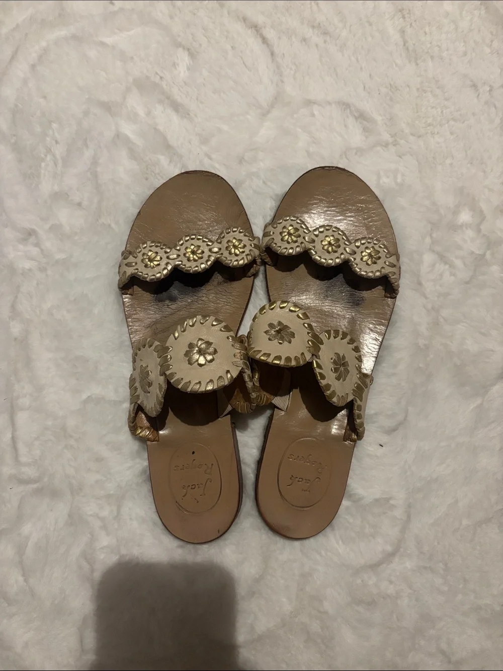Jack Rogers Beige/Tan Signature Miller Sandals